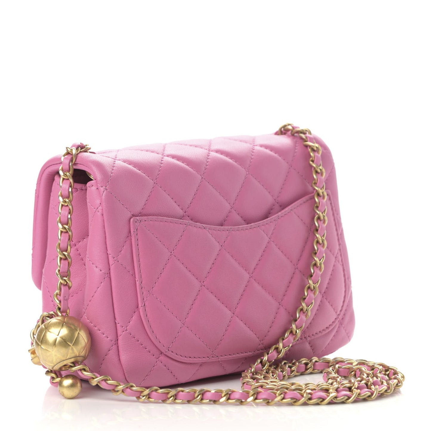 Lambskin Quilted Mini Pearl Crush Flap Pink
