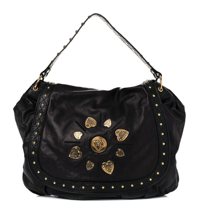 Gucci Calfskin Studded Large Irina Shoulder Bag Black 1 of 14