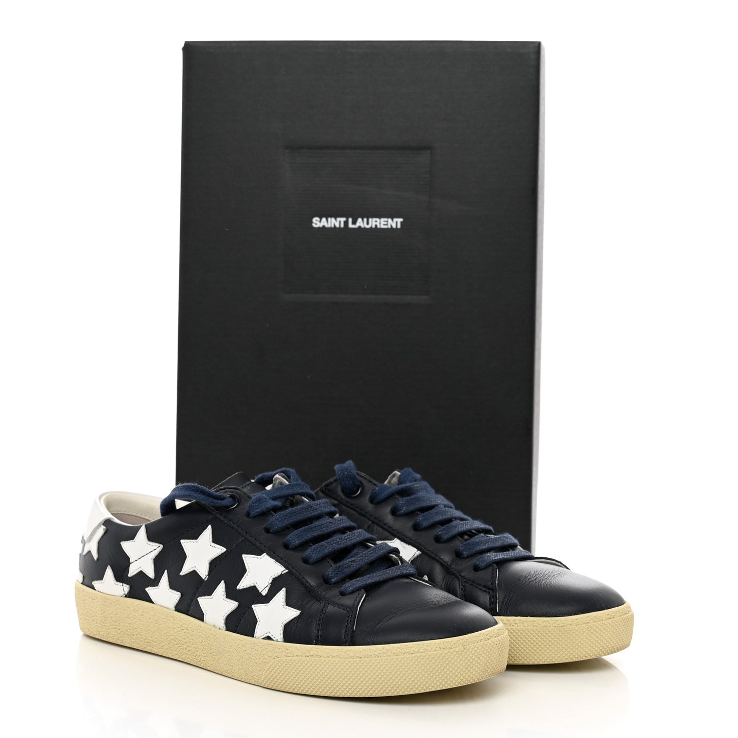 Calfskin Star Court Sneakers Navy White Optique 36.5