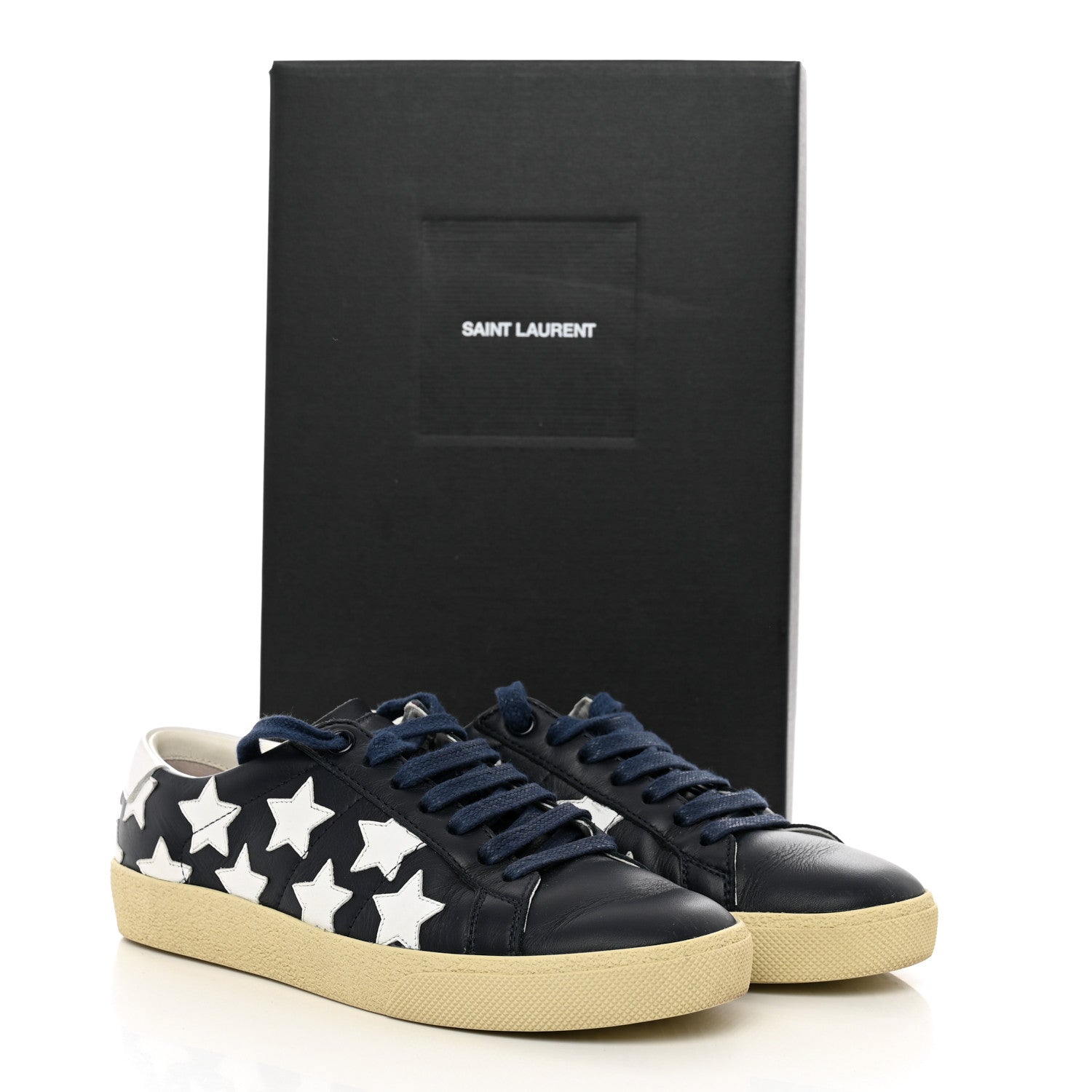 Saint Laurent Calfskin Star Court Sneakers Navy White Optique 36.5 9 of 9