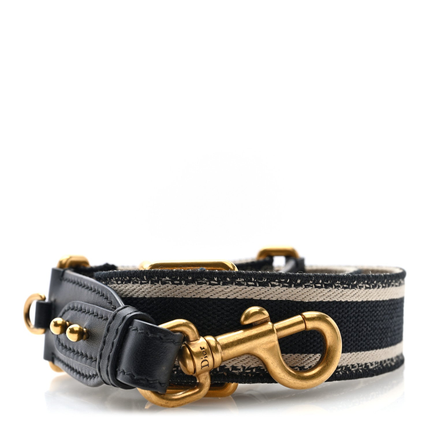 Christian Dior Canvas Embroidered Shoulder Strap Black 1 of 3