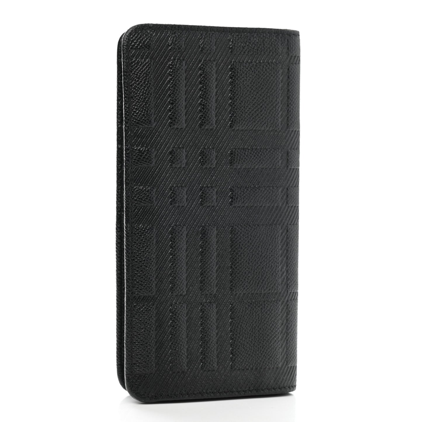 London Grainy Check Embossed Long Wallet Black
