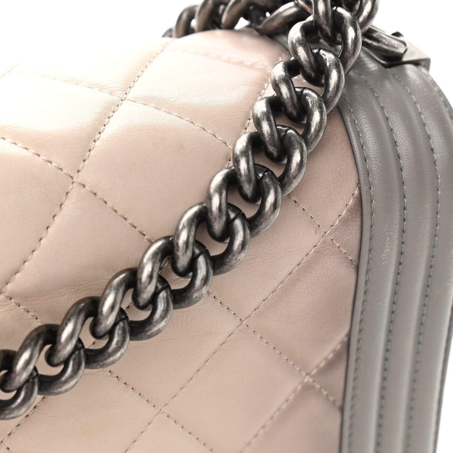 Calfskin Ombre Quilted New Medium Boy Flap Grey Beige