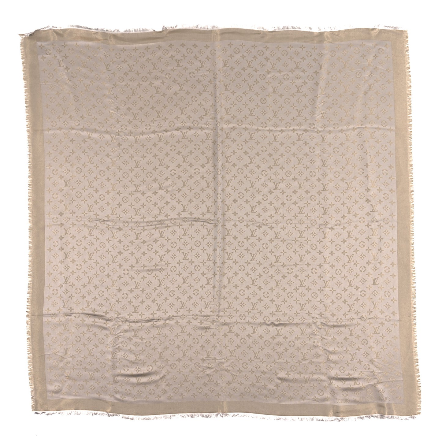 Silk Lurex Wool Monogram Shine Shawl Greige