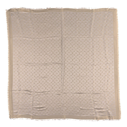 Louis Vuitton Silk Lurex Wool Monogram Shine Shawl Greige 1 of 4