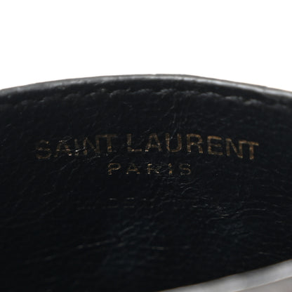 Saint Laurent Grain De Poudre Matelasse Chevron Monogram Credit Card Case Coal 6 of 7