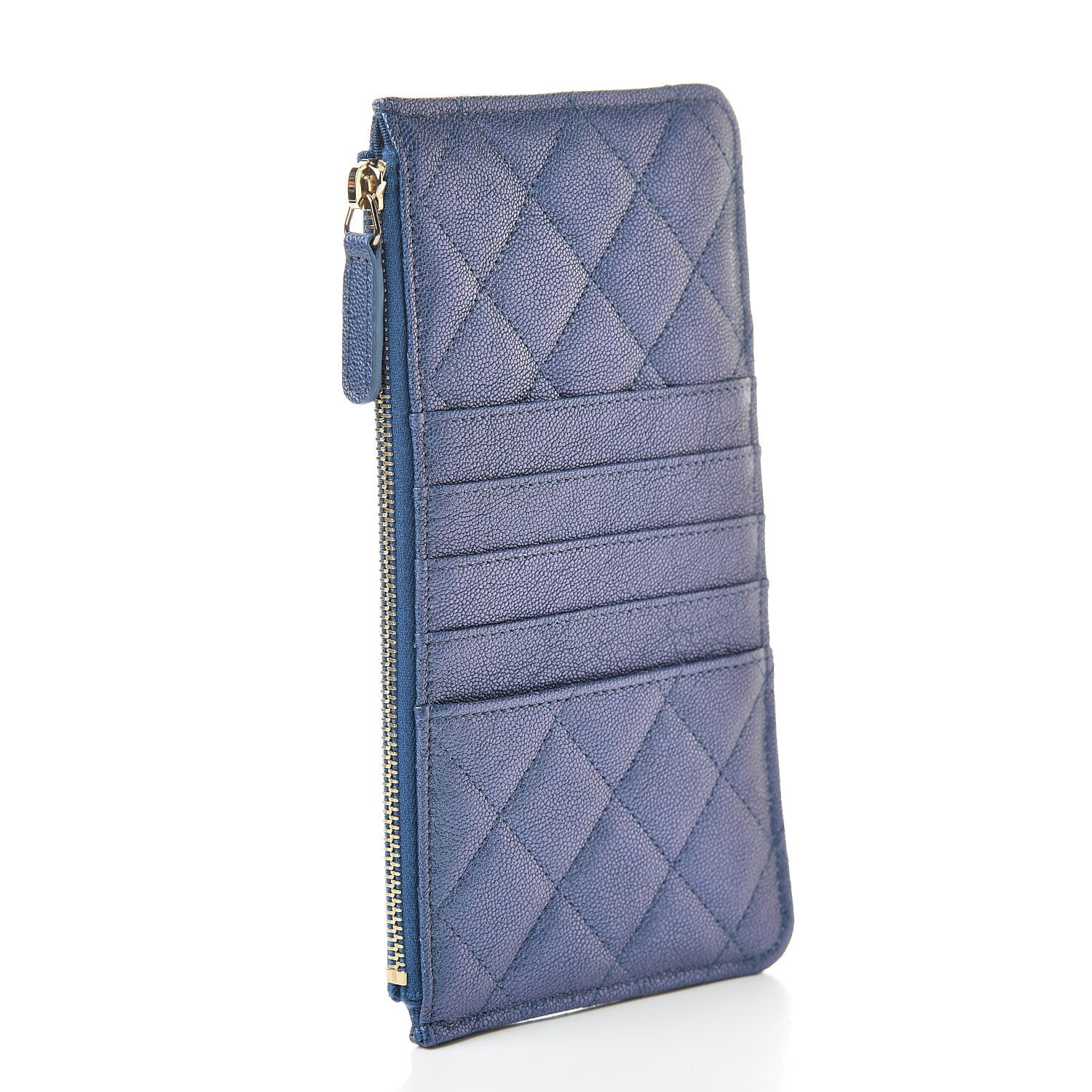 Chanel Iridescent Caviar Quilted Classic Flat Wallet Pouch Dark Blue 3 of 7