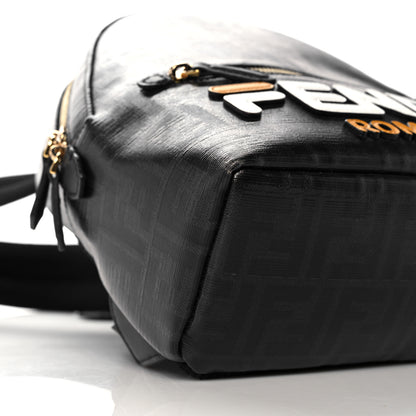 Fendi X FILA Glazed Fabric Vitello Century FF 1974 Mania Mini Backpack Black White 5 of 10