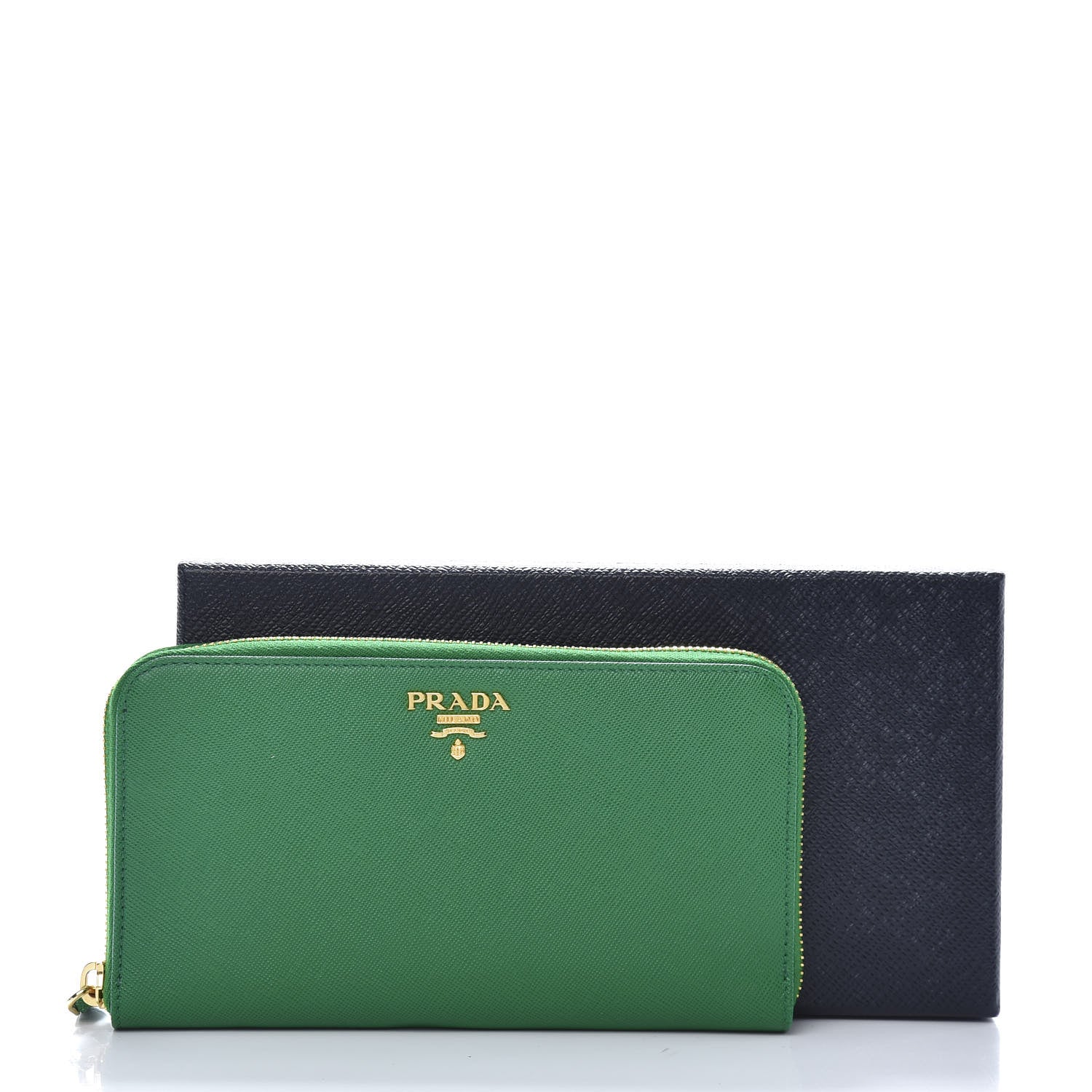 Prada Saffiano Multicolor Zip Around Wallet Verde Cobalt 9 of 9