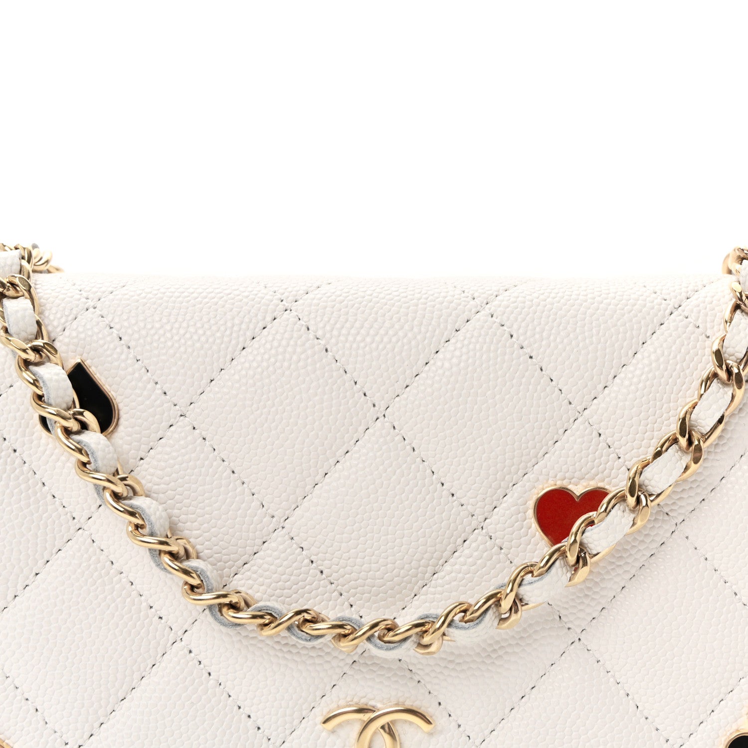 Chanel Caviar Quilted Enamel Coco Casino Wallet On Chain WOC White 9 of 12