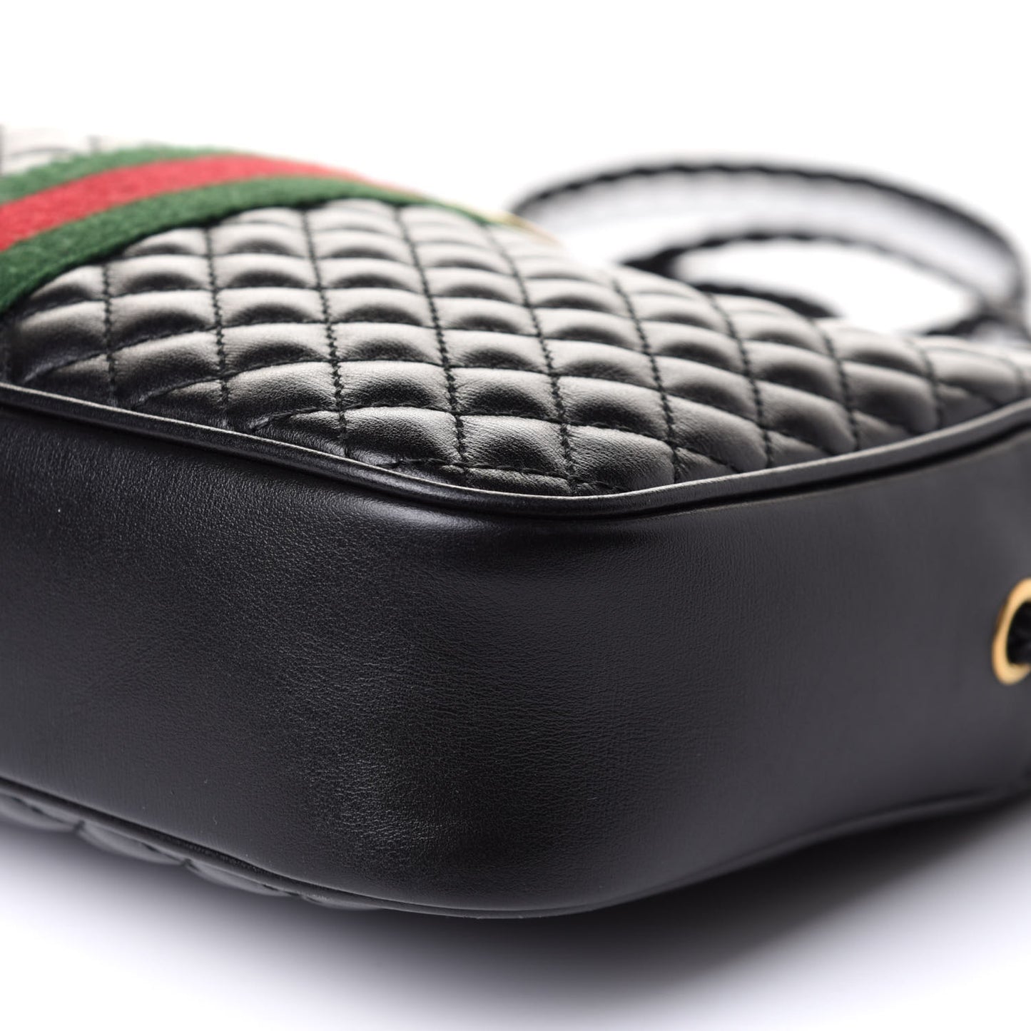Calfskin Web Trapuntata Small GG Shoulder Bag Black
