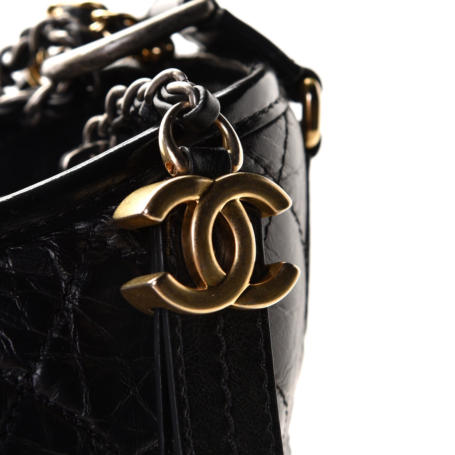Chanel Aged Calfskin Quilted Large Gabrielle Hobo Black 12 of 13