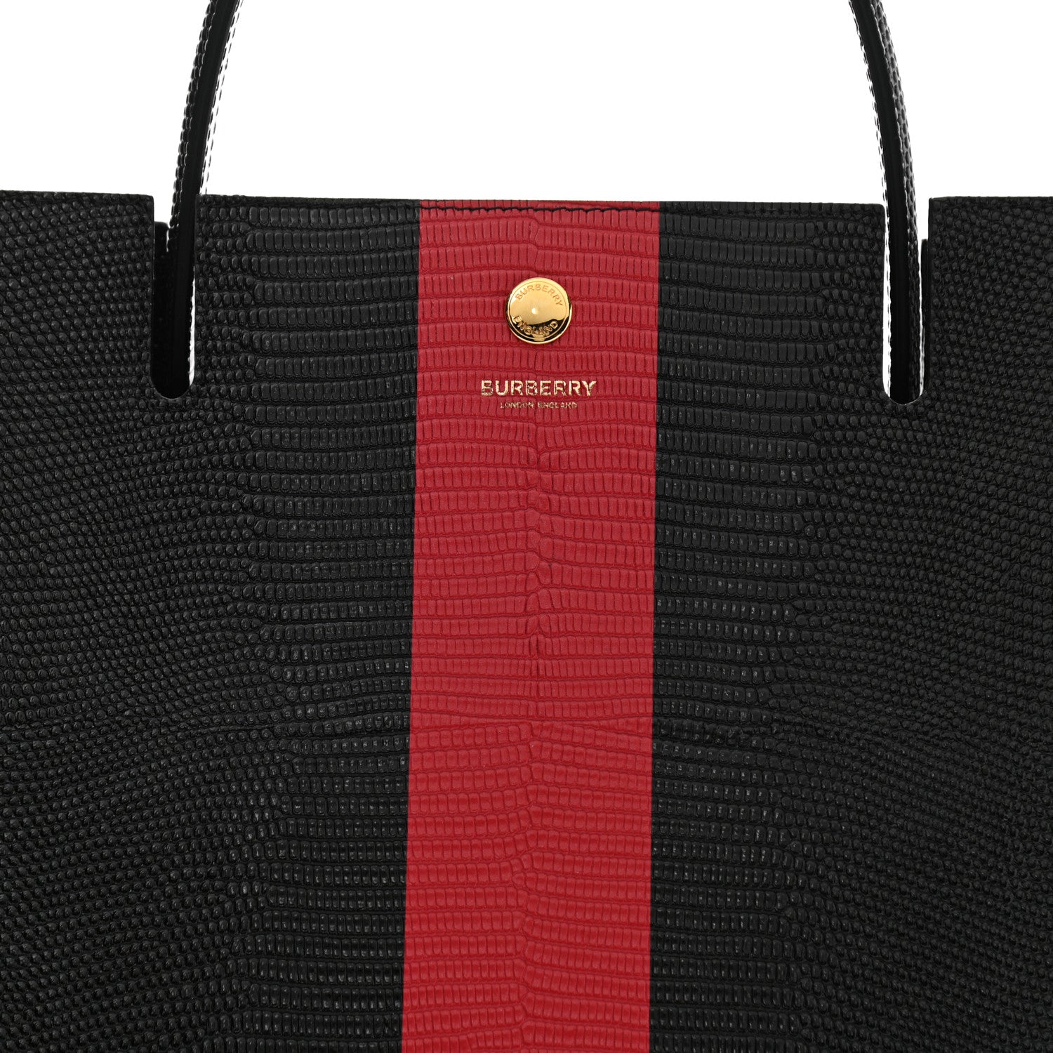 Burberry Calfskin Lizard Embossed Large Title Tote Black 9 of 11