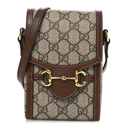 Gucci GG Supreme Monogram Mini Horsebit 1955 Crossbody Bag Beige Brown Sugar 1 of 12