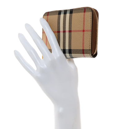 Burberry E-Canvas Vintage Check Mini Zip Around Wallet Birch Brown 2 of 8