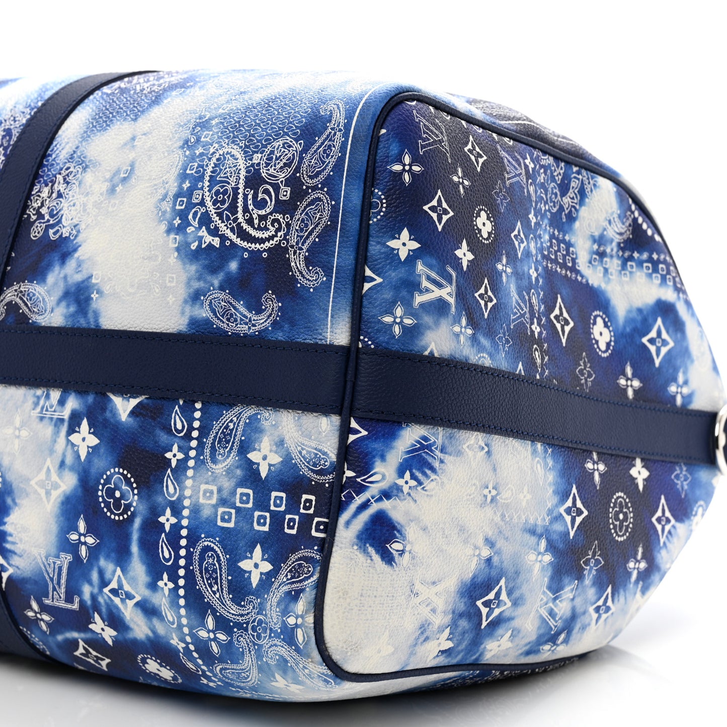 Cowhide Monogram Bandana Keepall Bandouliere 50 Blue