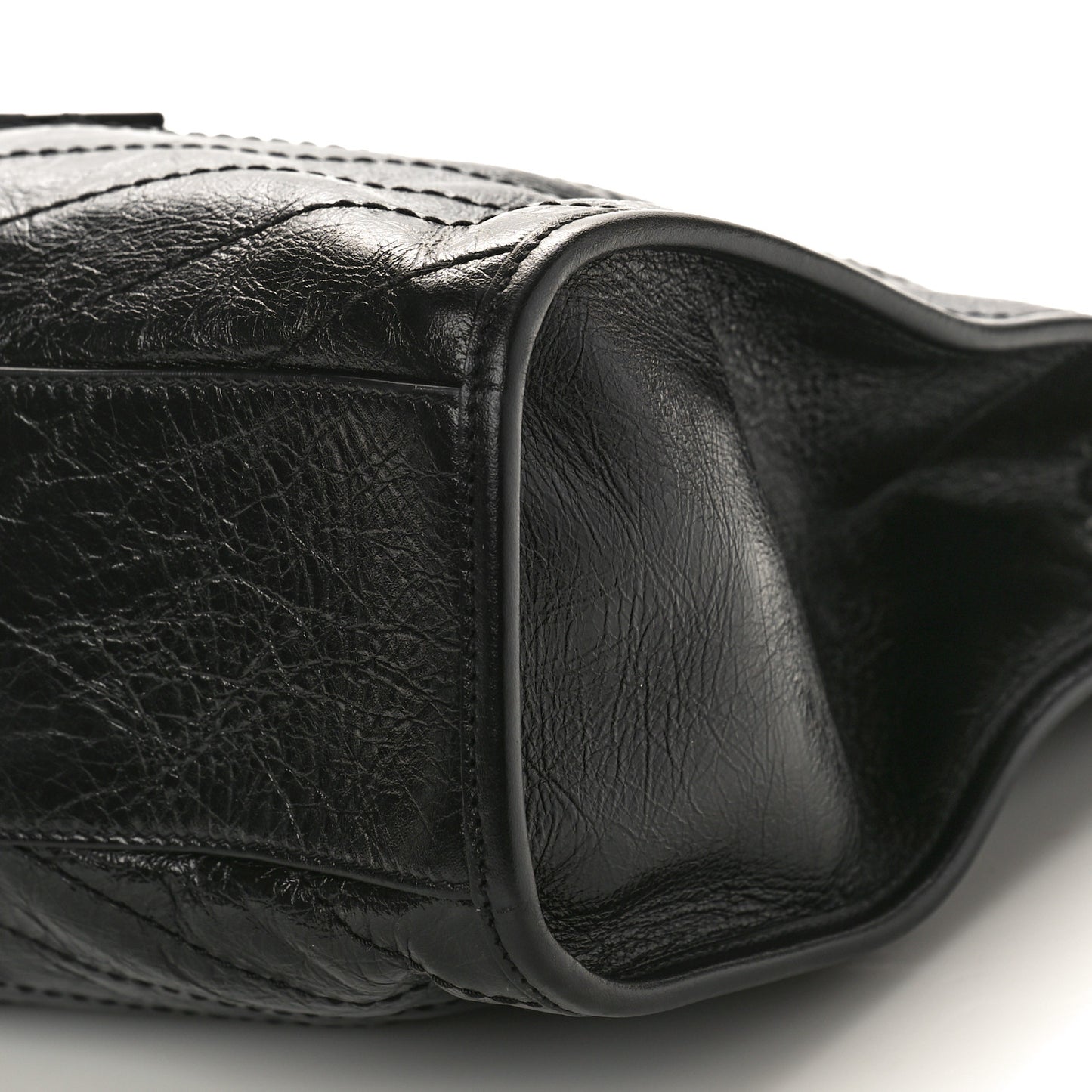 Crinkled Calfskin Matelasse Monogram Medium Niki Shopper Tote Black
