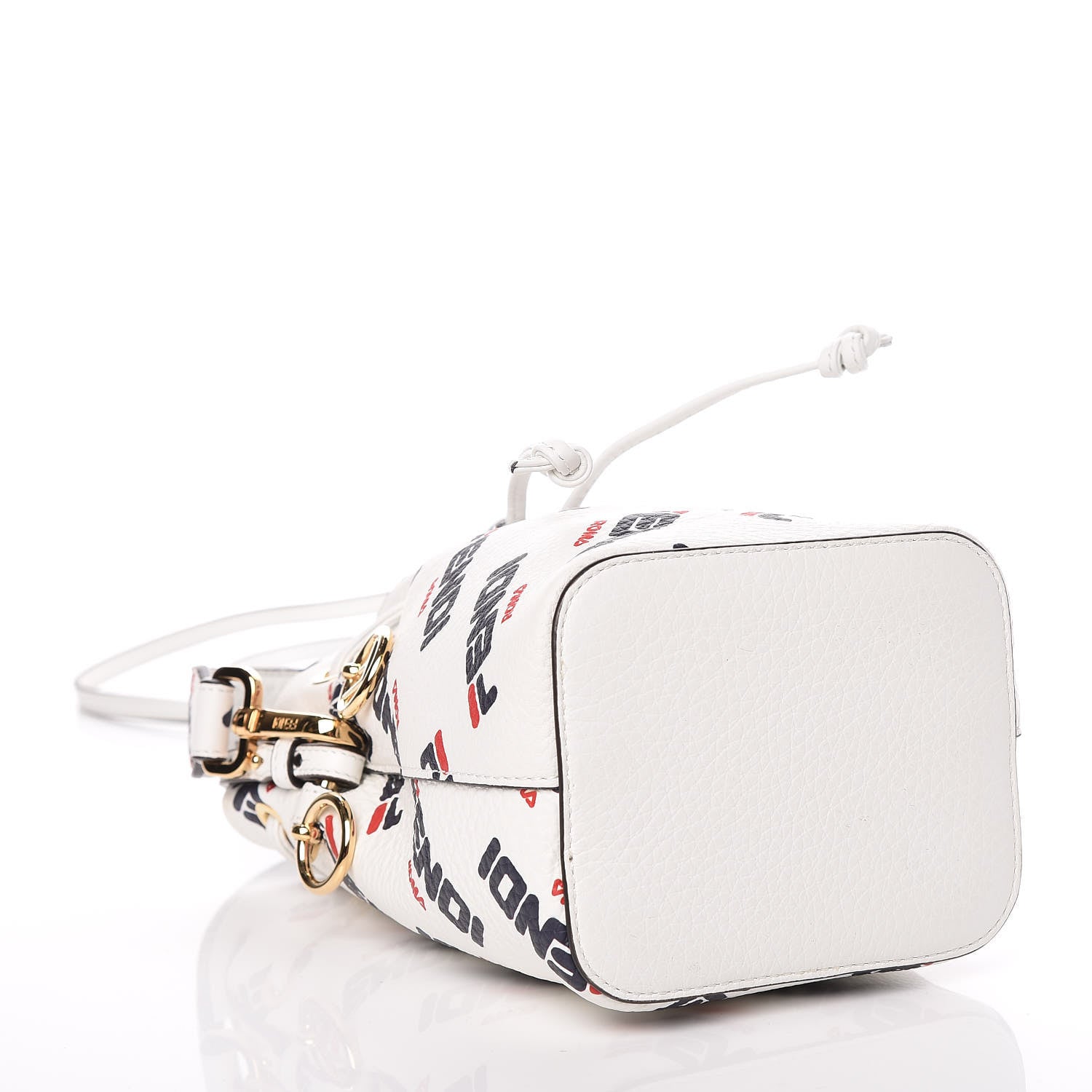 Fendi X FILA Vitello F is Fendi Mania Mini Mon Tresor Bucket Bag White 5 of 10