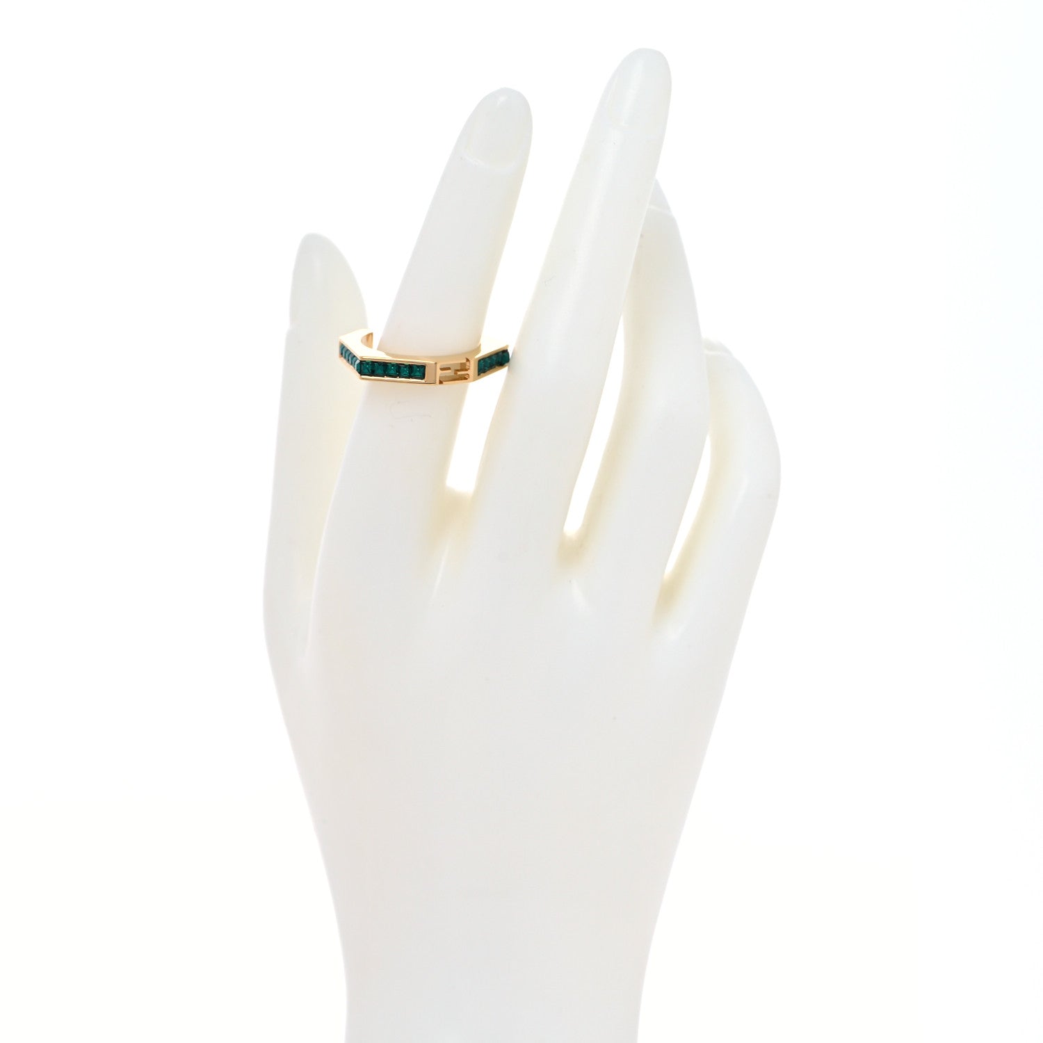 Fendi Metal Crystal F is Fendi Ring L Gold Green 2 of 6