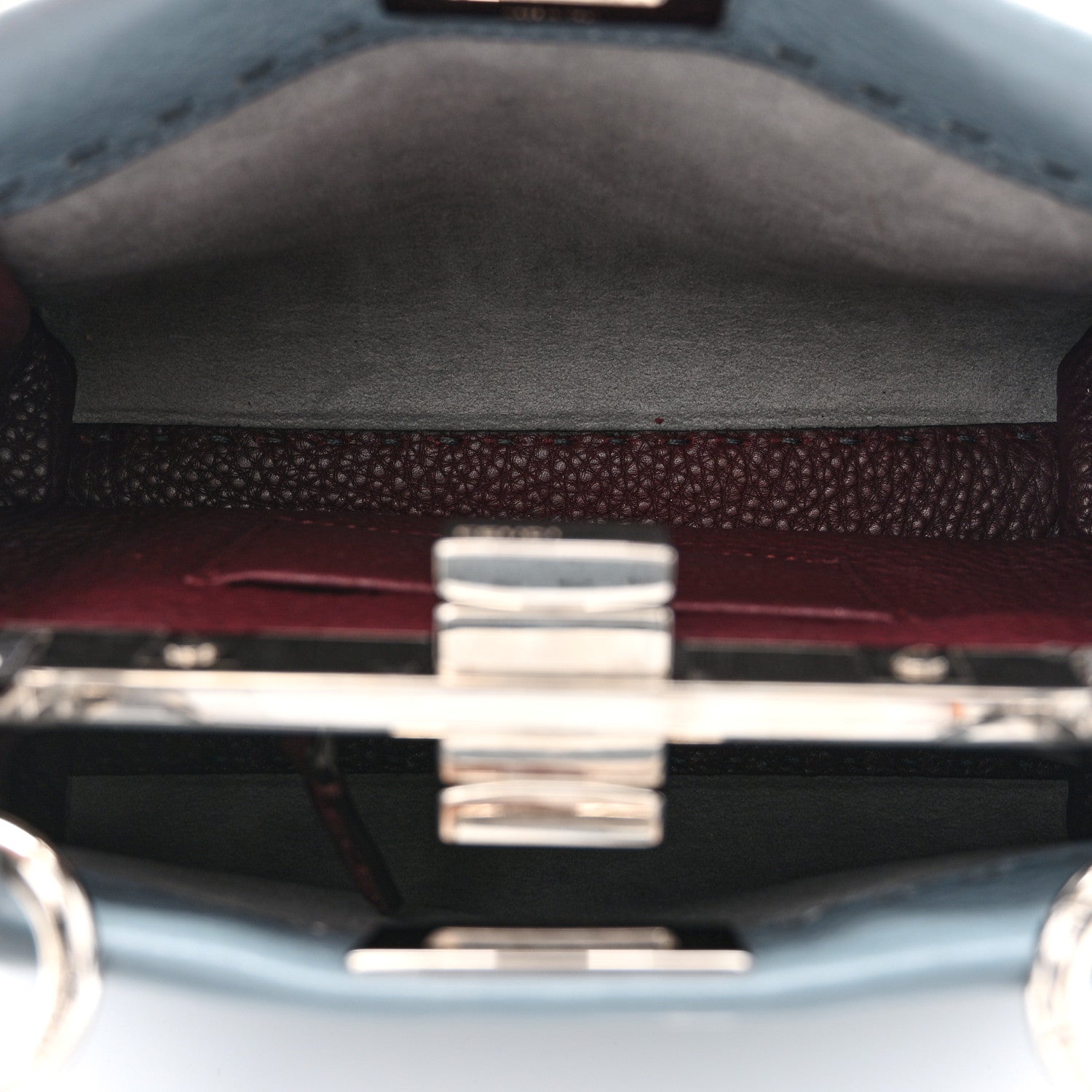 Fendi Cuoio Romano Selleria Bi-Color Mini Peekaboo Iconic Satchel Nube Bordeaux 5 of 11