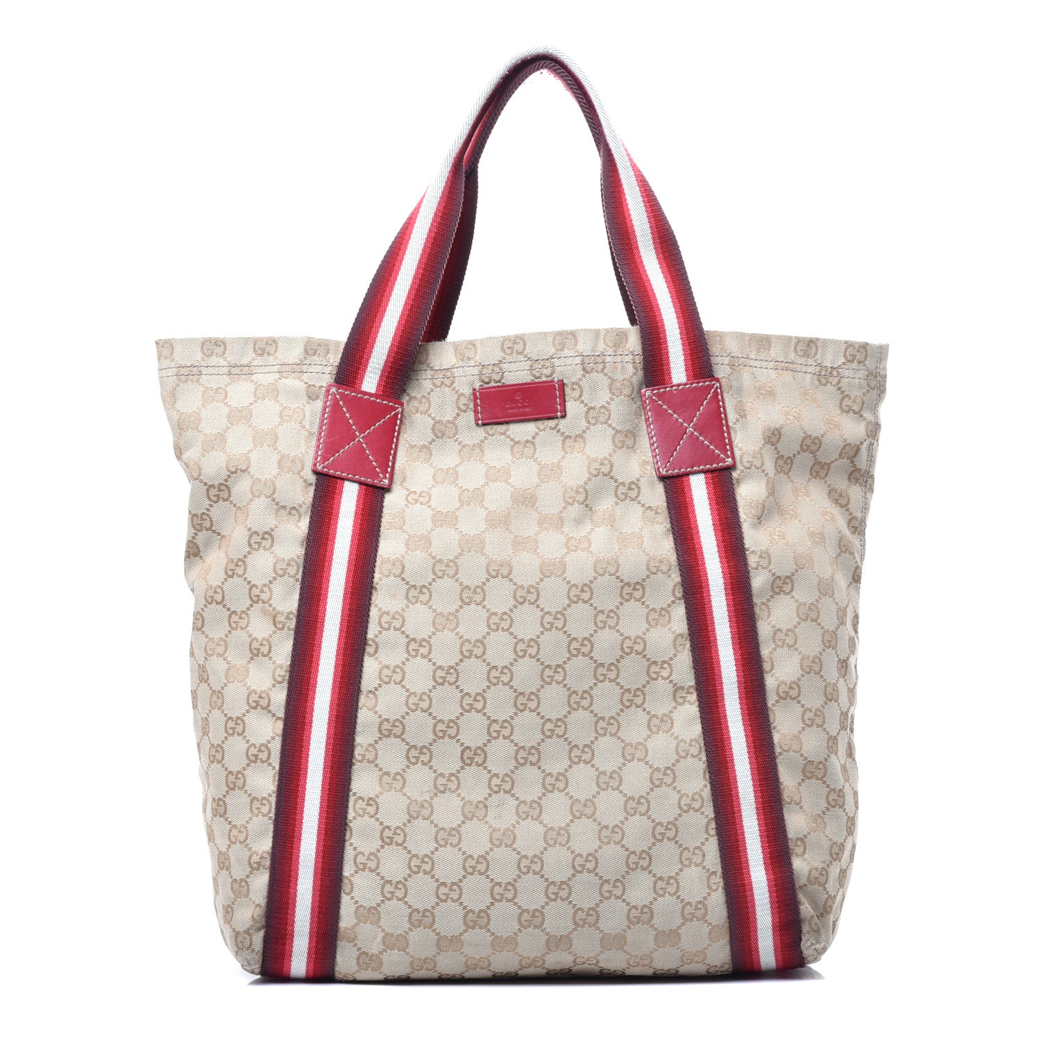 Gucci GG Monogram Medium Web Handle Vertical Tote Red 1 of 9