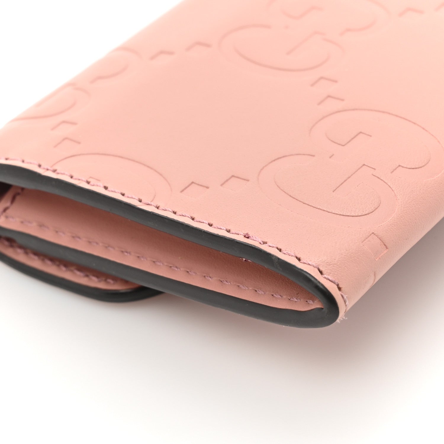 Gucci Calfskin Jumbo GG Embossed Snap Wallet Soft Pink 10 of 11