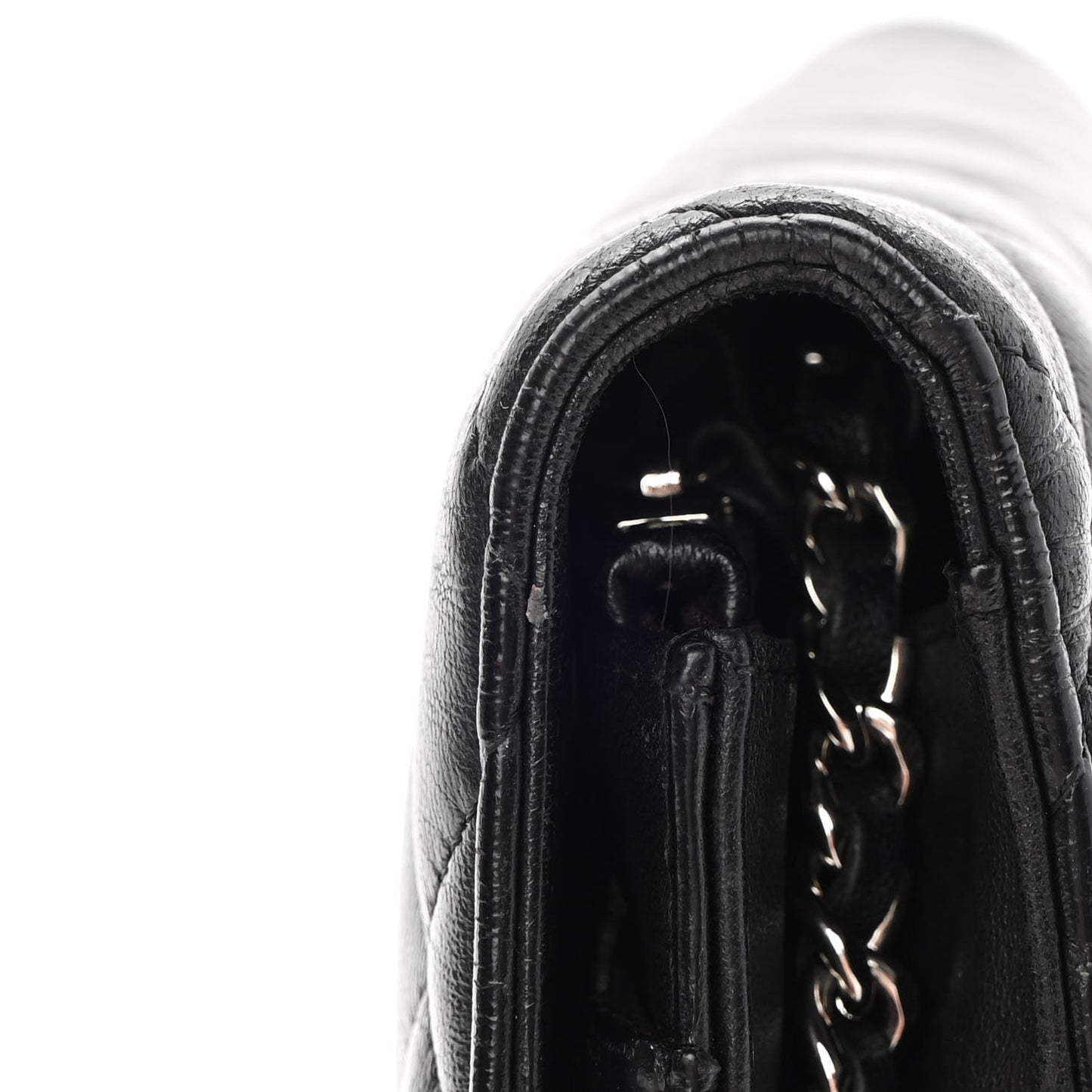 Lambskin Quilted Wallet On Chain WOC Black