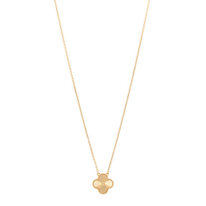 Van Cleef & Arpels 18K Yellow Gold Guilloche Vintage Alhambra Pendant Necklace 1 of 5