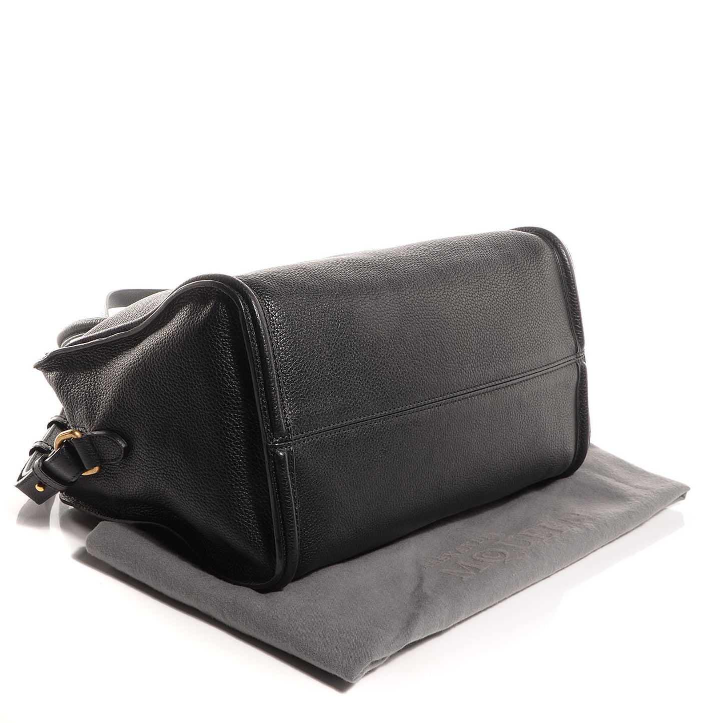 Pebbled Calfskin Small Skull Padlock Zip Around Tote Black