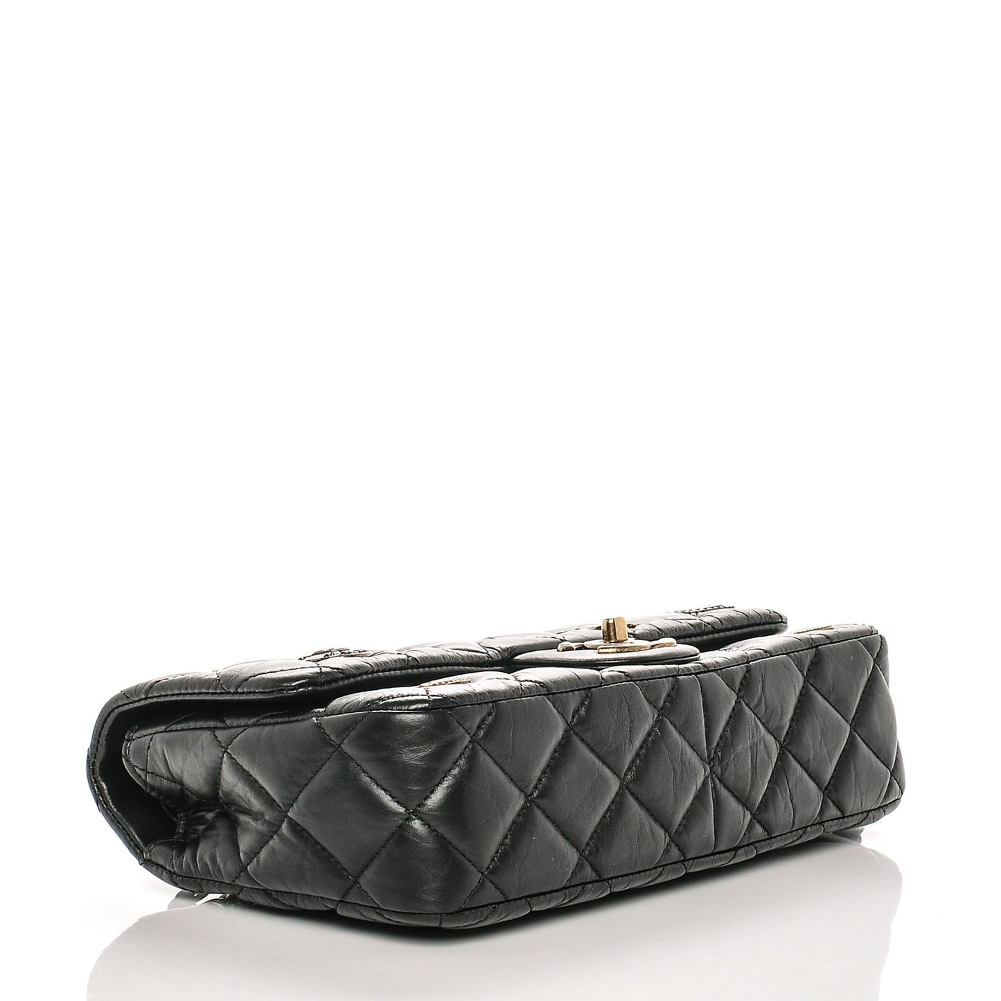 Aged Calfskin Quilted Medium Medallion Flap Black
