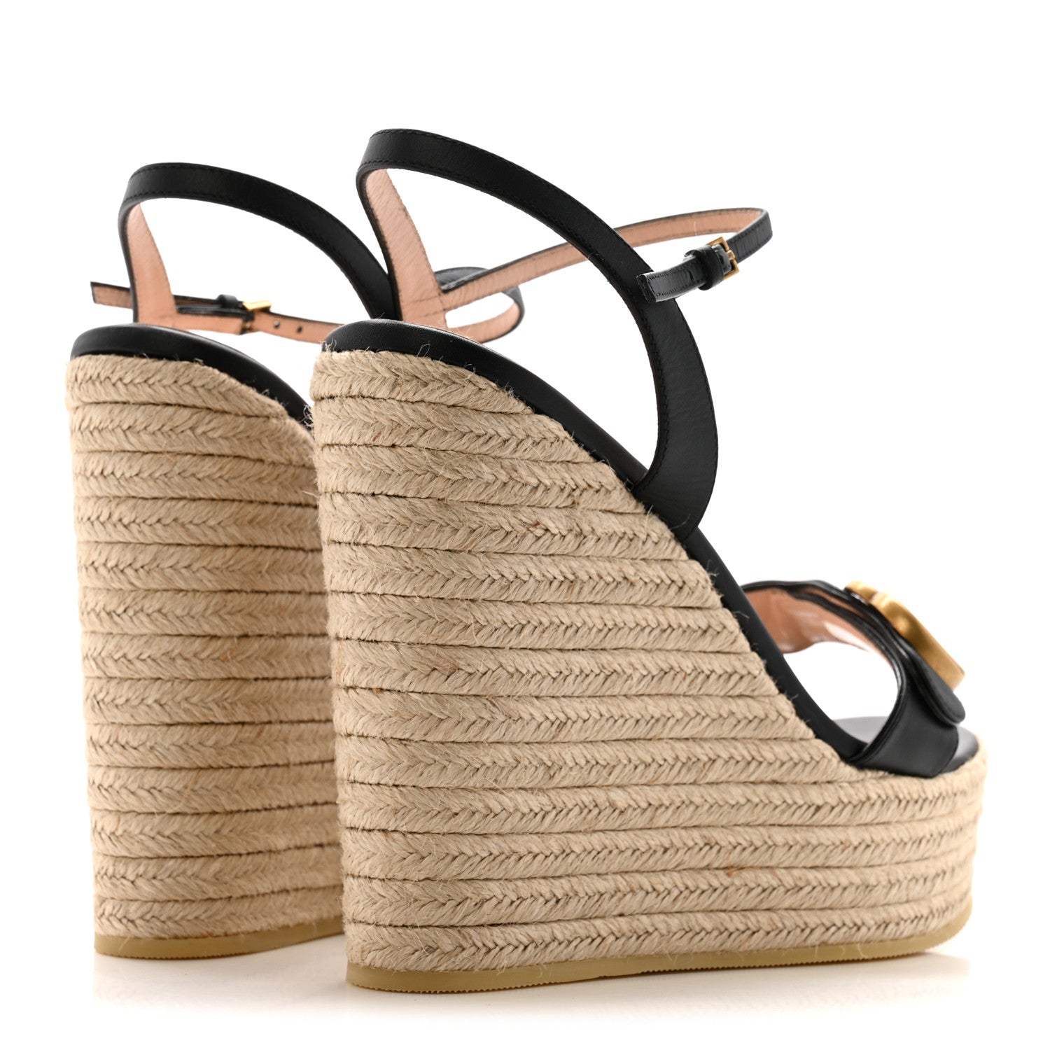 Gucci Nappa Matelasse GG Marmont Slingback Platform 45/130mm Espadrille Wedges 40 Black 5 of 12