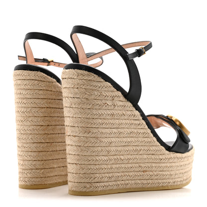 Gucci Nappa Matelasse GG Marmont Slingback Platform 45/130mm Espadrille Wedges 40 Black 5 of 12
