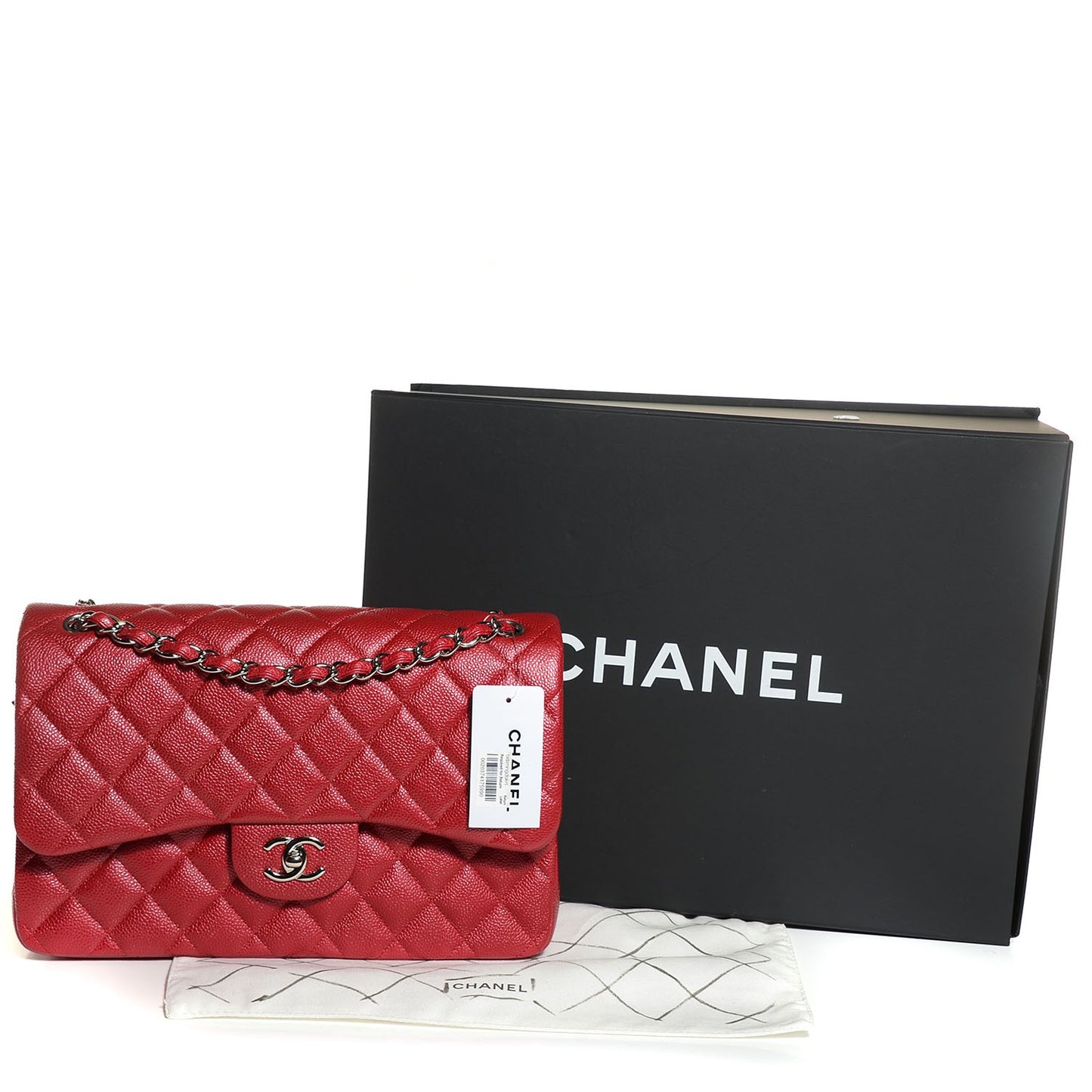 Pearly Caviar Quilted Jumbo Double Flap Dark Pink