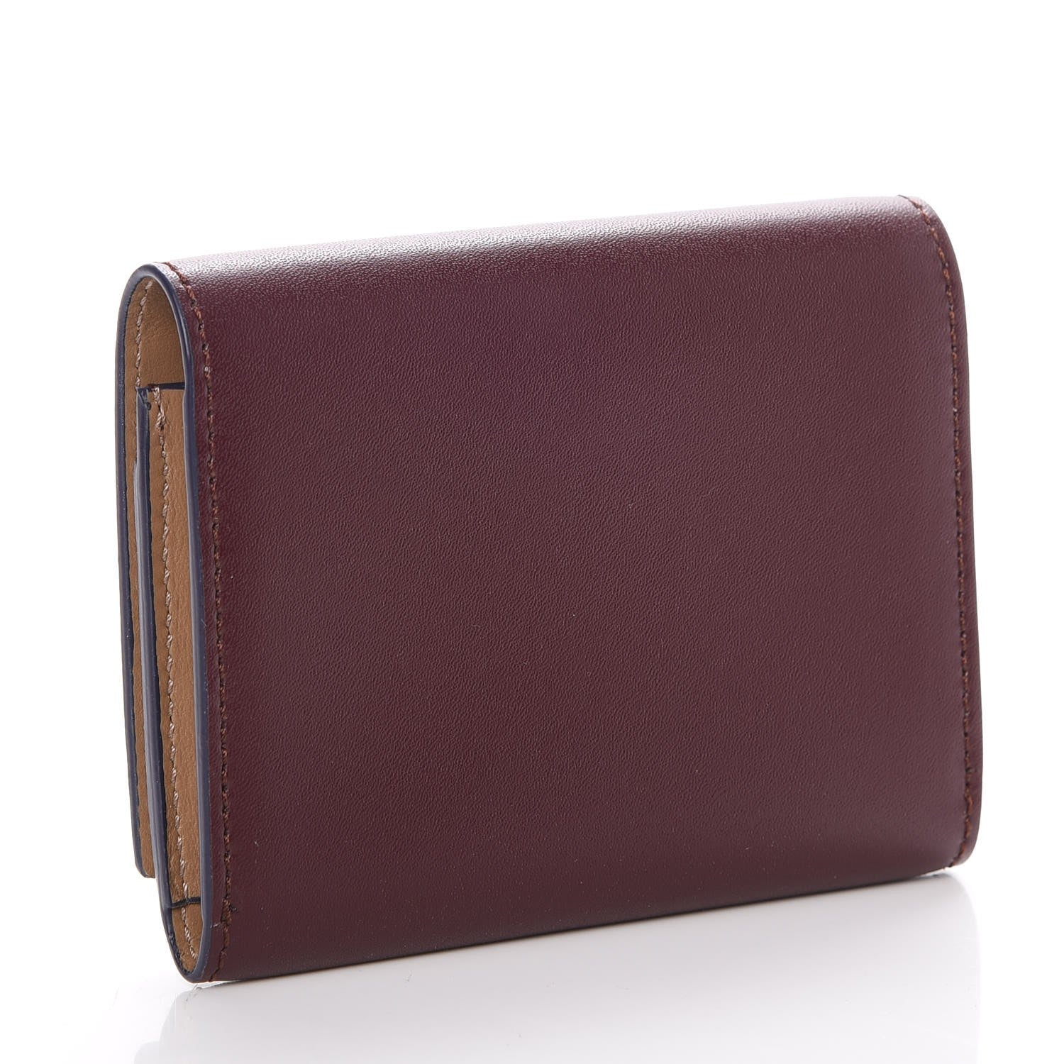 Fendi Vitello Liberty Vitello Century Bi-Color By The Way Gusseted Cardholder Bordeaux Sand 3 of 8