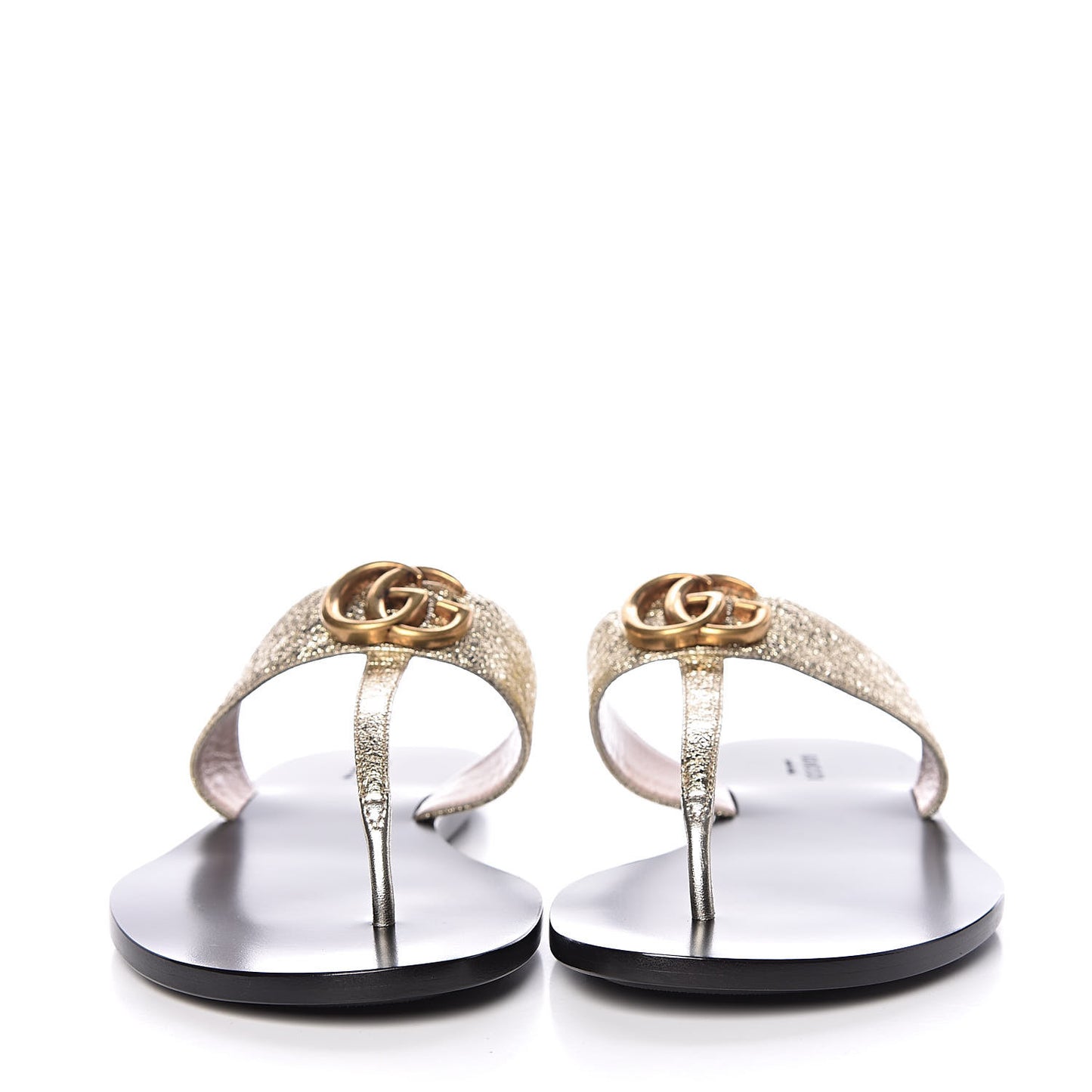 Metallic Calfskin Double G Thong Sandals 39.5 Platino
