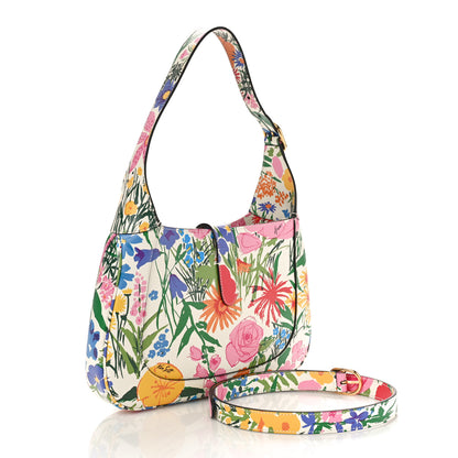 Gucci X KEN SCOTT New Shangai Calfskin Jardin D'Avril Floral Print Small Jackie 1961 Hobo Ivory Pink 2 of 8