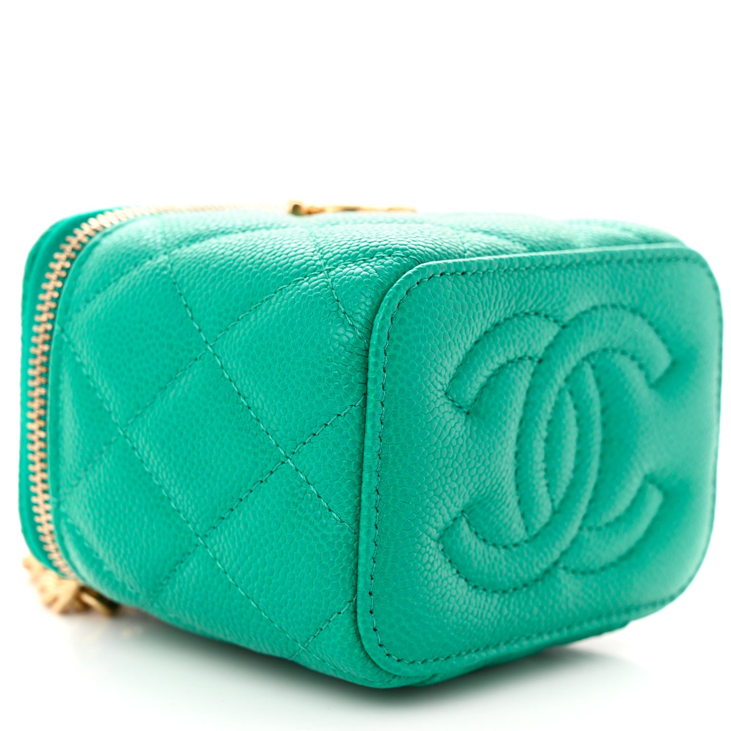 Caviar Quilted Sweetheart Mini Vanity Case Green