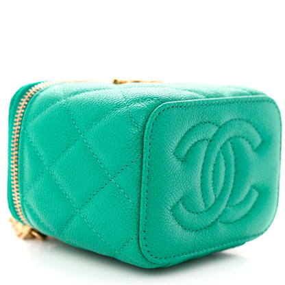 Chanel Caviar Quilted Sweetheart Mini Vanity Case Green 9 of 11