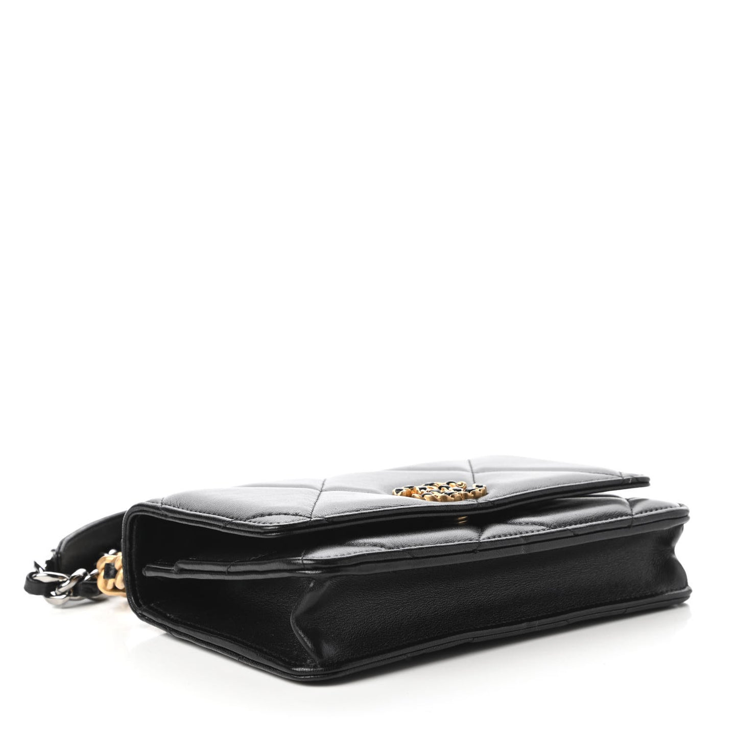 Lambskin Quilted Chanel 19 Wallet On Chain WOC Black