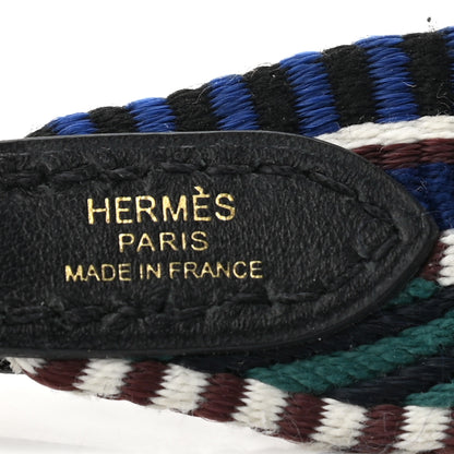 Hermes Toile Swift 25mm Sangle Cavale Shoulder Strap Malachite Bleu Electrique Black 3 of 4