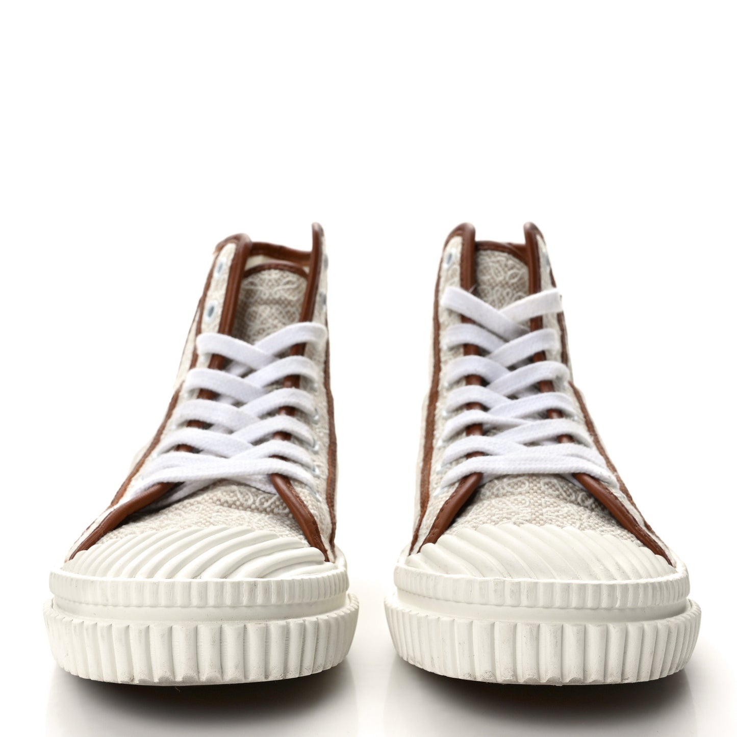Jacquard Anagram Calfskin High Top Sneakers 35 Natural White
