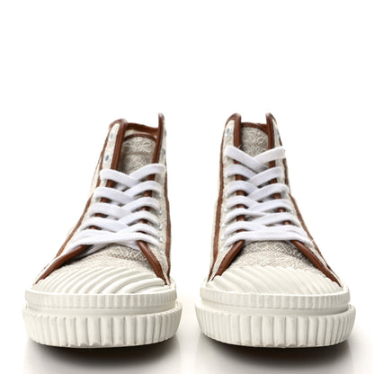 Loewe Jacquard Anagram Calfskin High Top Sneakers 35 Natural White 2 of 9
