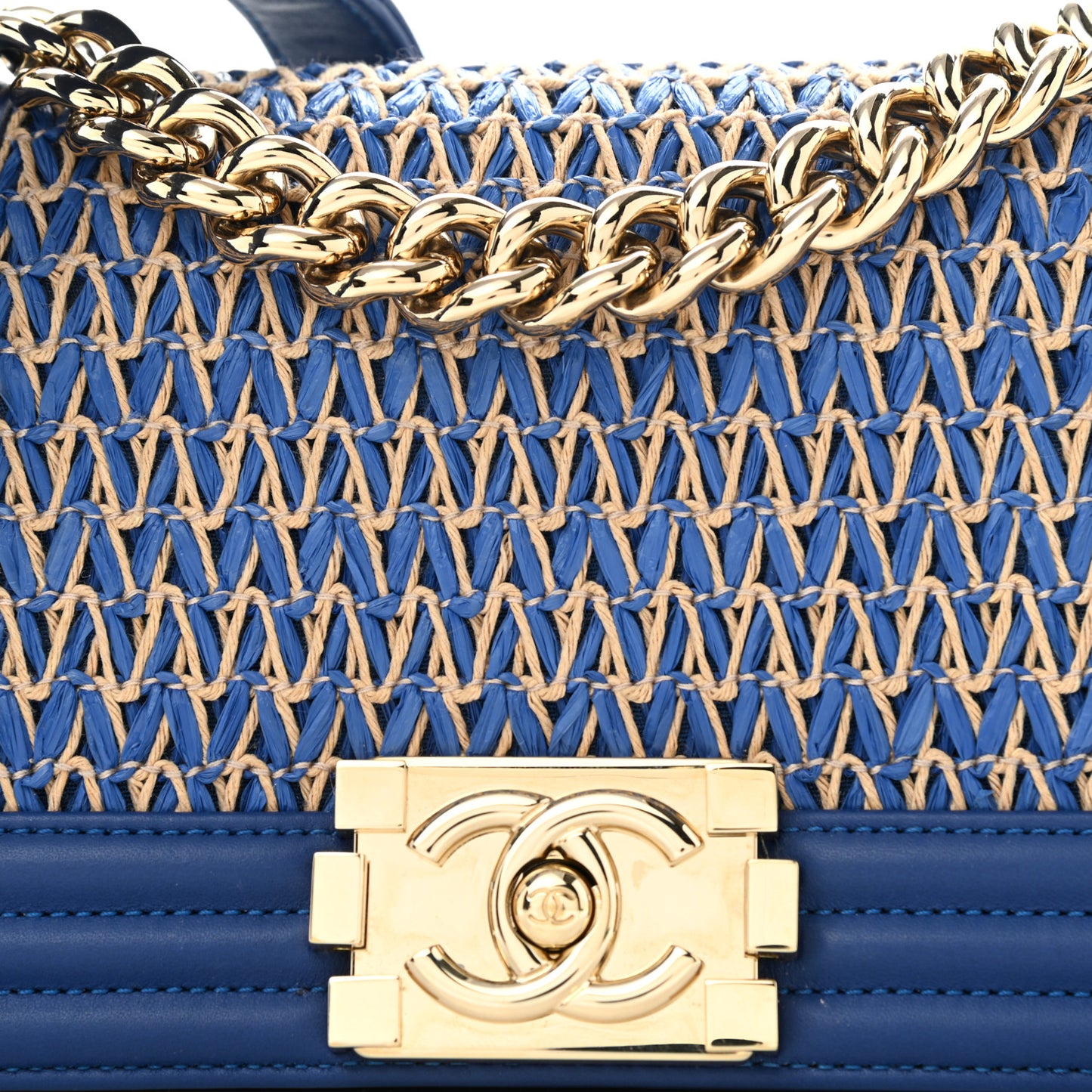 Lambskin Cotten Woven Small Boy Flap Blue