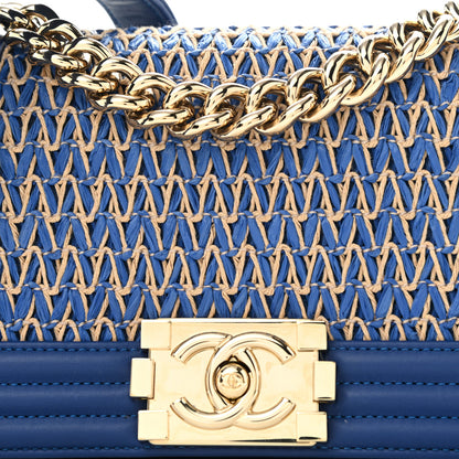 Chanel Lambskin Cotten Woven Small Boy Flap Blue 7 of 10