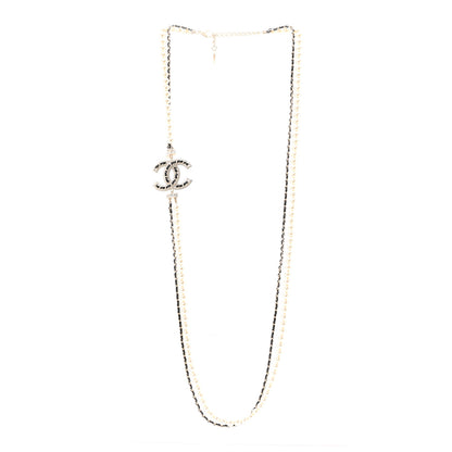 Chanel Lambskin Pearl Crystal CC Multi Strand Necklace Black Gold 3 of 6