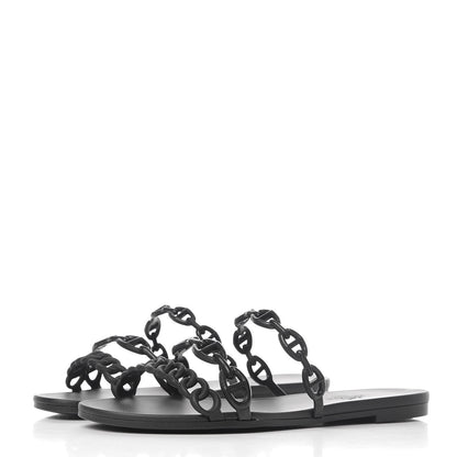 Hermes Rubber Chaine d'Ancre Rivage Sandals 35 Black 3 of 8