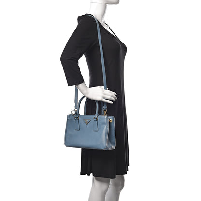 Prada Saffiano Galleria Mini Double Zip Tote Aviazione 2 of 10