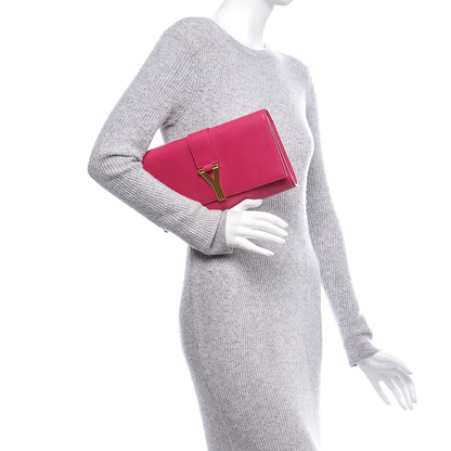 Saint Laurent Calfskin Classic Y Ligne Clutch Fuchsia 2 of 7