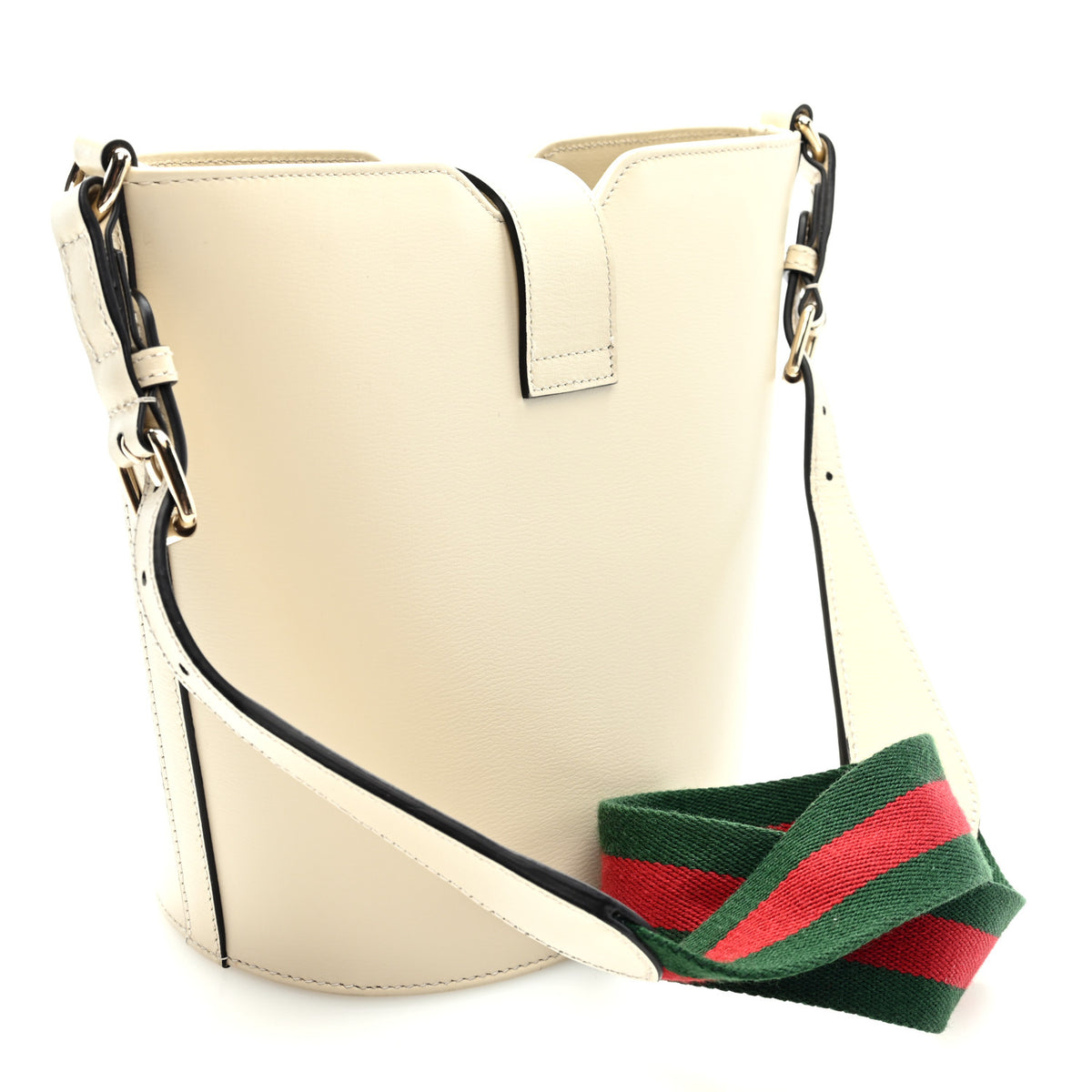 Gucci Tritone Calfskin Web Mini Ophidia Bucket Bag Ivory 2 of 9