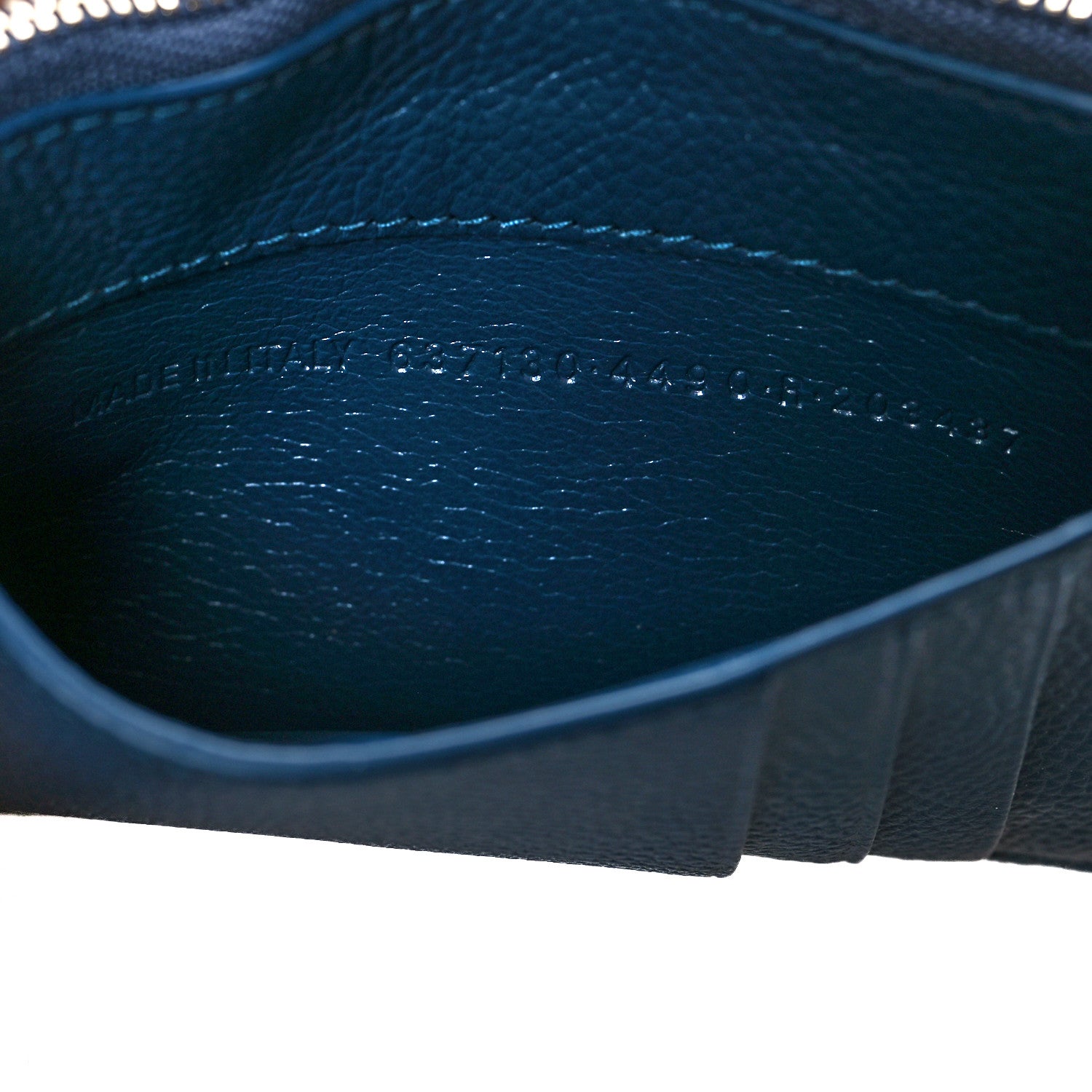 Balenciaga Grained Calfskin Logo Large Cash Long Coin Card Holder Petrol Blue White 7 of 8